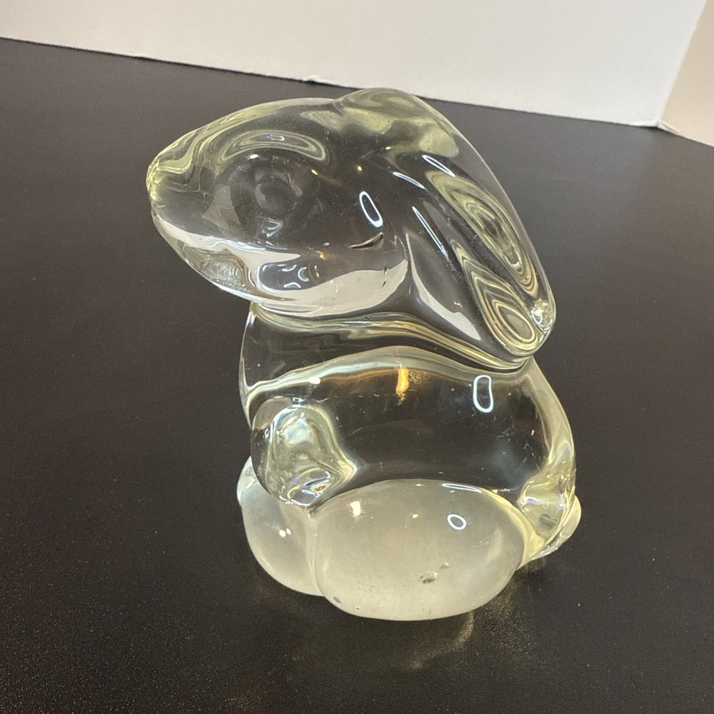 Vintage Clear Glass Bunny Rabbit Paperweight Figurine Animals Collectable